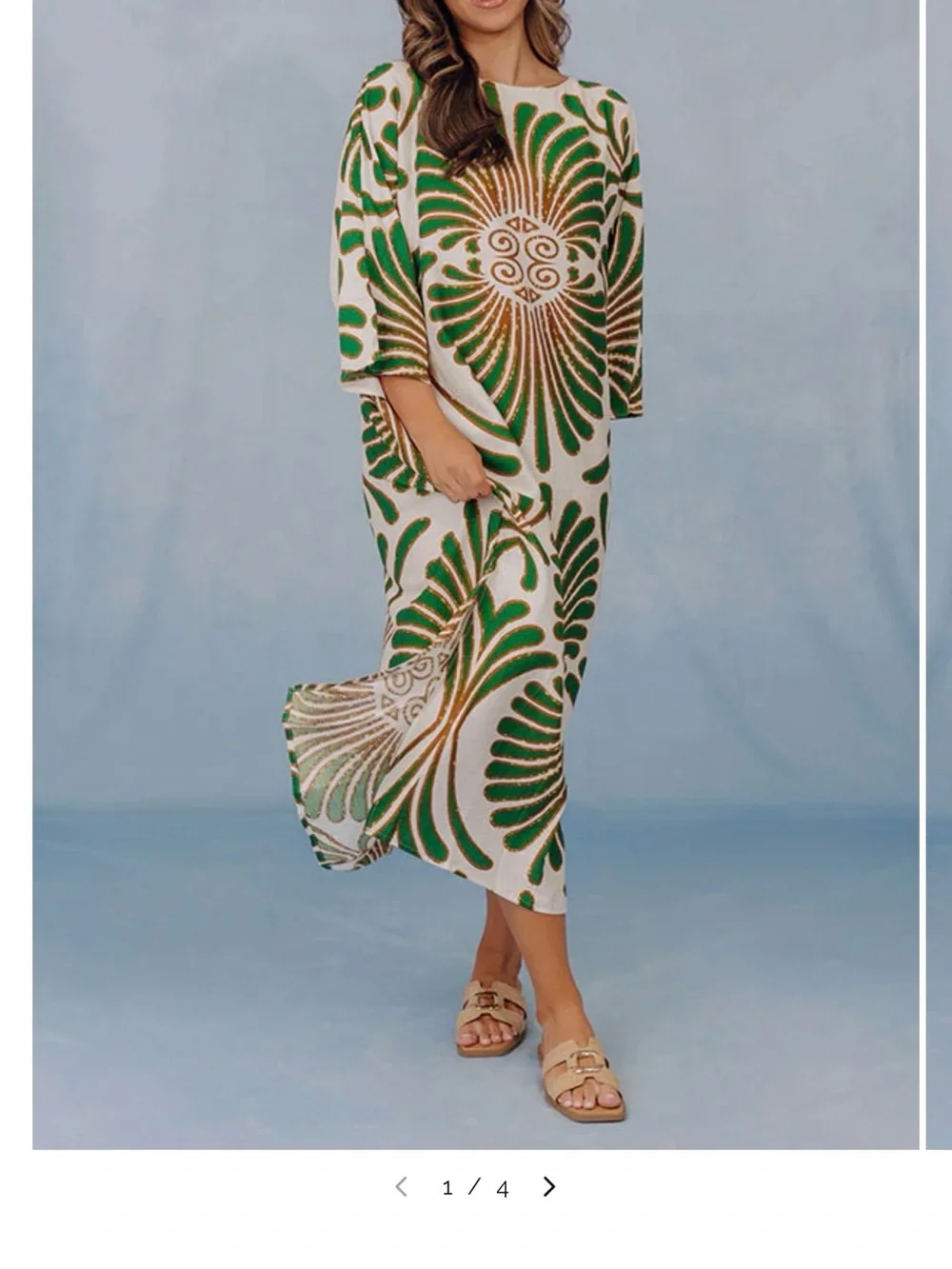 Impressions Green and Cream Botanical Robe